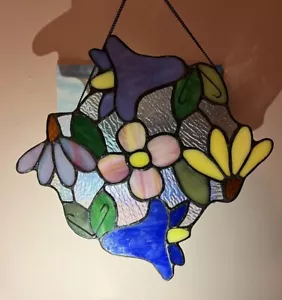 Buntglas Blumen Sonnenfänger kleiner Fehler Beschreibung lesen - Bild 1 von 6