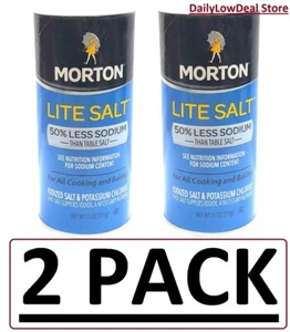 2 PACK - Morton Lite Salt 11 oz (Total 22 oz) FAST FREE SHIP!! - Picture 1 of 2