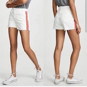 Mother NWOT women’s The Sinner frayed denim shorts whipping cream pink racer 25 - Picture 1 of 10