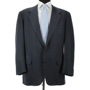 Oxxford Clothes Cashmere / Wool Sport Coat Size 44T In Blue Striped