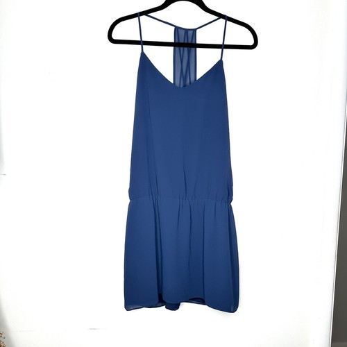 VETEMENTS Abito smanicato Haute Hippie foderato blu navy spaghetti strap donna carino!