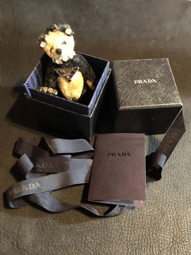 PRADA PORTACHIAVI BORSA CHARM AUTENTICO PANDA PERLINE PIASTRA nero bianco carino F S P46