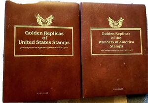 Lot of 86 Golden Replicas of the Stamps of the Century 2 Binders 22k Gold 