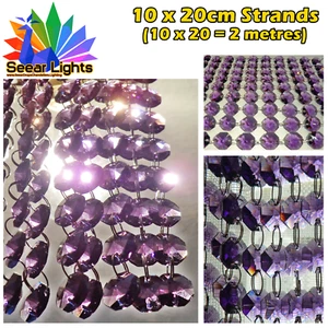 100 Araña Púrpura 14mm Cristales 2m Guirnalda Boda Gotas Retro Deco Cuentas - Imagen 1 de 12