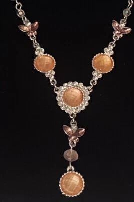 Bonito collar en Y vintage Avon rosa floral pastel Foto 1 de 3