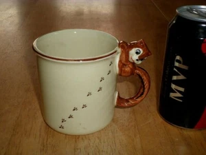 [3-D] SQUIRREL HANDLE, Ceramic Coffee Cup / Mug, JAPAN #1970's yrs. - Picture 1 of 10