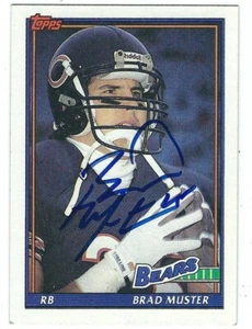 Signed BRAD MUSTER Chicago Bears 1991 Topps Autographed Card #155 w/COA - Picture 1 of 1
