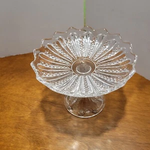 Duncan Miller EAPG Glass Diamond Ridge  Pedestal Bowl Strawberry Compote 1900's  - Picture 1 of 18