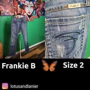 Pantalones de mezclilla Frankie B Y2K con bolsillos adornados de estrás talla 2 - Imagen 1 de 7