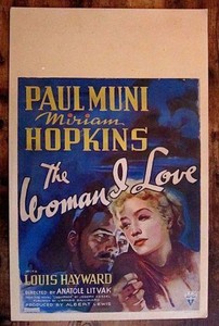 REDUCED 40$$ THE WOMAN I LOVE '37 WINDOW CARD POSTER PAUL MUNI ! BEAUTIFUL!