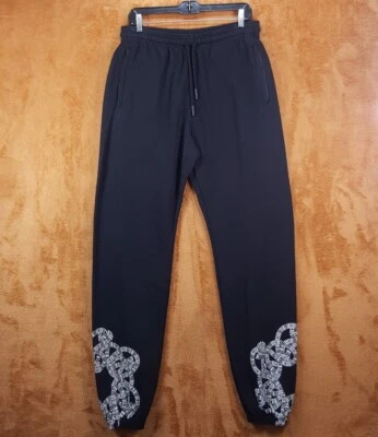 MARCELO BURLON 运动裤男式 XL 黑色拉口袋蛇翼标志 490 美元 — 第 1/4 张图片