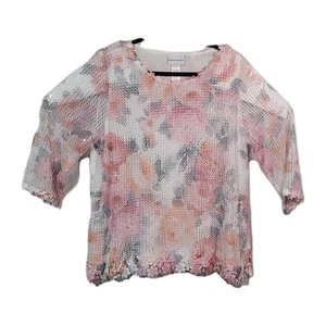 Alfred Dunner Womens Large Estate Of Mind  Watercolor Floral Mesh Top NWT - Picture 1 of 5