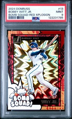 2024 Donruss  Bobby Witt Jr. Bomb Squad Red Xplosion Royals 16/99 #13 PSA 9 - Image 1 of 2