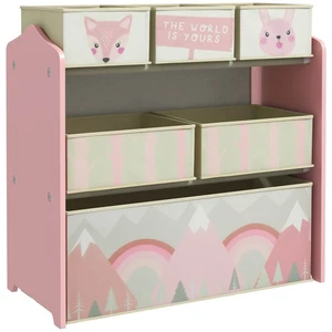 ZONEKIZ Kids Storage Unit with 6 Boxes, Childrens Toy Storage Organiser, Pink - Picture 1 of 11