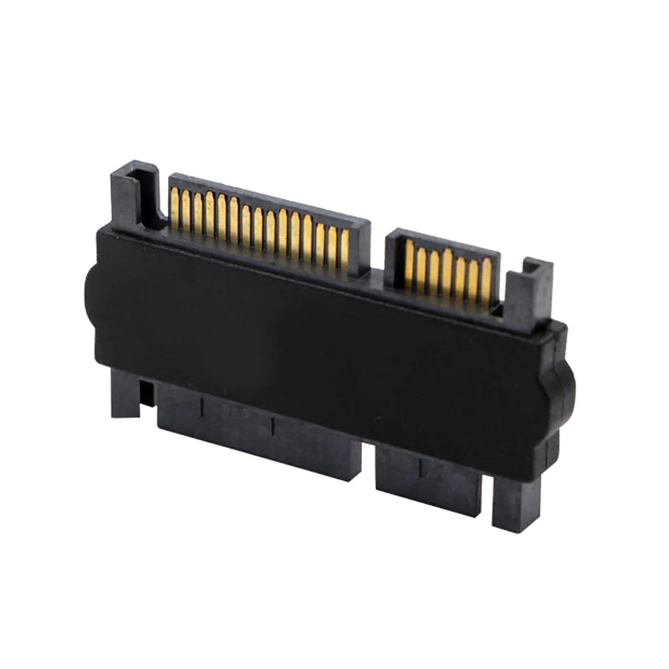 Black SATA 22Pin 7+15 Male To SATA 22Pin 7+15 Male Extension Convertor Adapter - Image 1 of 4