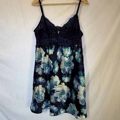 Lencería Thalia Sodi Íntimates Azul Encaje y Floral Chemise XL Sexy Femenina B2 Foto 1 de 4