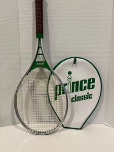 Vintage Prince Green Classic Aluminum Tennis Racquet Racket 4 3/8 W/ Cover - Picture 1 of 10