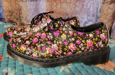 Sapatos oxfords de couro com cadarço estampa floral Dr. Martens tamanho EUA 9 The Originals - Imagem 1 de 4