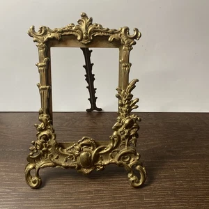 Antique Brass Picture Frame Art Nouveau Easel Back Ornate Patina - Picture 1 of 8