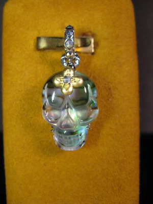 BARBARA BIXBY SKULL Charm Pendant ABALONE DOUBLET GEMSTONE FLOWER HEMATITE SS18K - Image 1 of 3