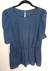 Banana Republic Blouse Women Medium Navy Flowy Keyhole in back Workwear summer - Picture 1 of 3