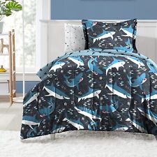 Dream Factory Sharks 5-Piece Twin Comforter Set, Twin, Blue Sharks