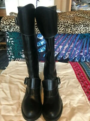 BOTAS JOHN FLUEVOG HEIDI CUERO NEGRO ECUESTRE HASTA LA RODILLA Talla 6 - Sin Caja Foto 1 de 4