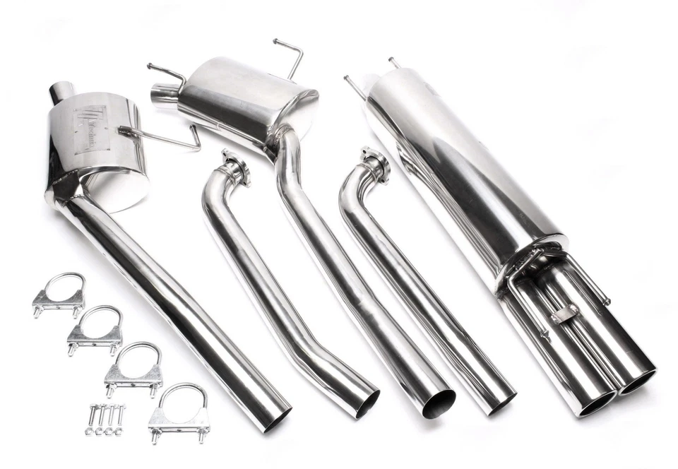 Impianto di scarico TA Technix acciaio inox + ABE, 2x76 mm - Opel Omega B 6 cilindri berlina - Immagine 1 di 1