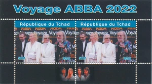 Estampillas ABBA Chad 2022 CTO música viaje concierto celebridades 2v M/S I - Imagen 1 de 1