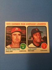 1973 Topps 1972 Earned Run Average Leaders Steve Carlton/Louis Tiant Card No 65
