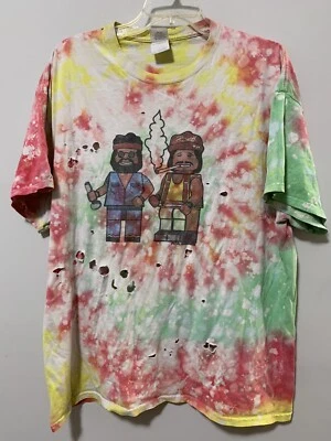 RARE Lego Men XL Cheech & Chong Tie Dye Shirt Red Green Retro Classic Rasta - Image 1 of 4