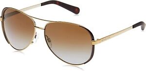 Michael Kors 5004 Chelsea Aviator Sunglasses Gold/Dark Brown Polarized 59mm Lens