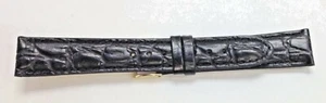 -New Accutron BLACK Croc New Band Gold Filled Signed Buckle - Picture 1 of 4