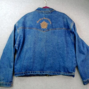 VINTAGE HARLEY DAVIDSON MOTORCYCLES Jean Jacket Womens XXL Blue Denim Zip USA - Picture 1 of 24