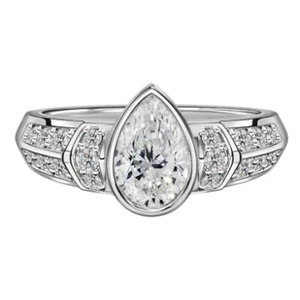 IGI GIA Lab Grown Diamond Engagement Rings Pear Cut 1.40 Ct Solid 950 Platinum - Picture 1 of 5