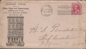 Baltimore MD Illust Advt cover HOWARD BOKEE 1893 China Glass Lamps oil (c474) - Picture 1 of 2