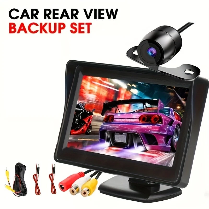 4.3'' Car Monitor Mini Night Vision Reverse Camera Backup Rear View Parking Kit - Image 1 of 4
