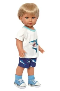 Doll Clothes 18inch Boy Dolls Shorts Navy Blue Shirt Shark Fits AG Doll Logan - Picture 1 of 6