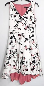 WHBM Goddess Pink Floral Cotton Sateen High Low Fit & Flare Dress Size 4 R17 - Picture 1 of 5