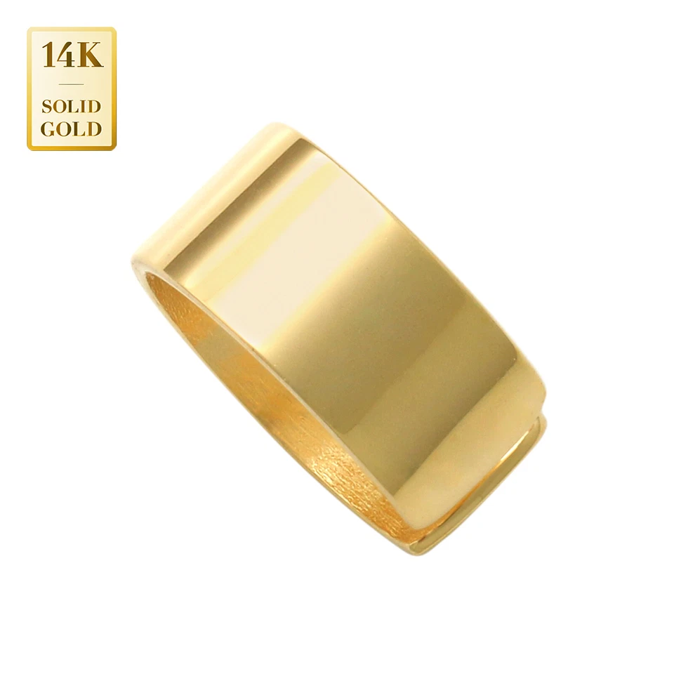 14K REAL Solid Gold  Extra Wide Bold Thick Minimalist Ear Cuff Ring Conch Helix - Image 1 of 1