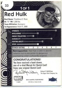 2013 Marvel Fleer Retro Parallel Base Card #33 Red Hulk (molinelli auto)