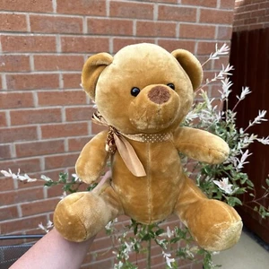 Teddy velvet Bear by Mumbles tan soft toy spotty bow mm032 large 12" tall - Picture 1 of 8