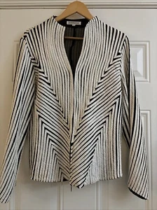 ALEXANDRA ROSATI Jacket Black/White Full Zipper Blazer Sz 14 New - Picture 1 of 6