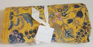 NWT POTTERY BARN YELLOW BETTE BLOCK PRINT TABLECLOTH 70" x 126" 100% COTTON - Picture 1 of 8