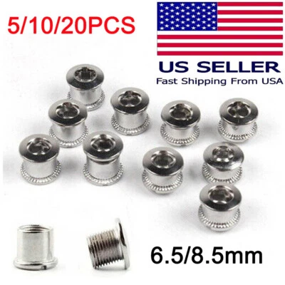 Steel Bike Chainring Bolts 6.5 Single 8.5 Double Triple Speed Nut Screw 5/10/20X - Image 1 of 4