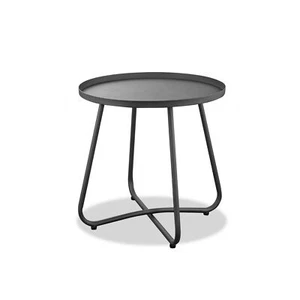 18 Gray Rounded Aluminum Outdoor Side Table - Picture 1 of 4