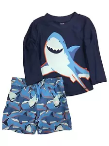 Carters Infant & Toddler Boys Blue Shark Rash Guard Shirt & Swim Trunks Set - Picture 1 of 1