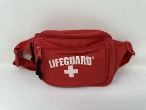 Red Lifeguard Hip Waist Fanny Pack w/ Adjustable Strap & 3 Pockets Beach Hiking - Picture 1 of 3