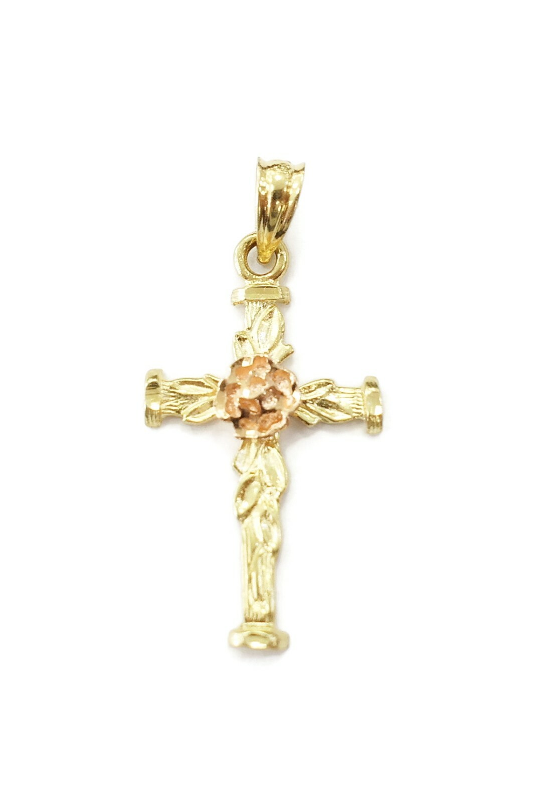 14K Yellow Gold Cross Crucifix Charm 