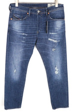 DIESEL Buster RCN01 Men Jeans W32/L30 Slim Tapered Ripped Blue Cotton Stretch